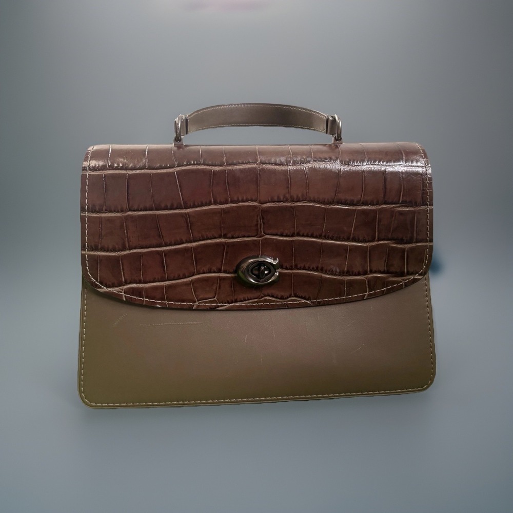 Leather Coach‎ Purse Crocodile Embossed Parker 32 Bag No Strap EUC Designer